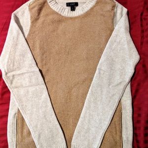 J. Crew Tan Camel Beige Two Tone Wool Sweater Med